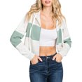 thumbnail image 4 of Doublju Women's Color Block Long Sleeve Cozy Crop Zip Up Hoodie, 4 of 4
