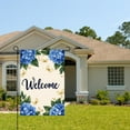 thumbnail image 2 of AMHNF Linen Garden Flag with Blue Hydrangeas and Butterflies for Spring Summer Home Outdoor Garden Yard Door Decor 12x18 inch, 2 of 5