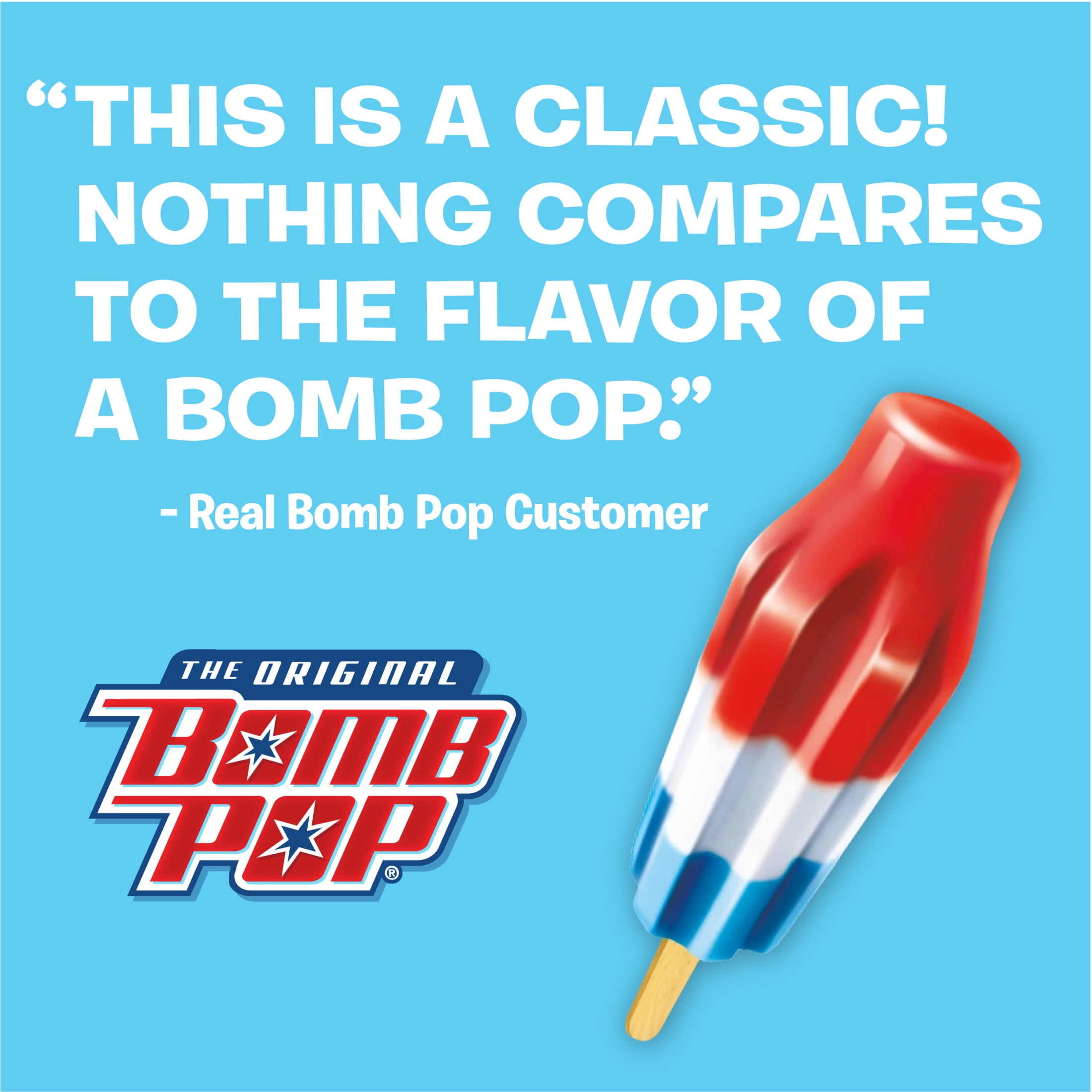 Bomb Pop Original Freeze Ice Pops, Frozen Dessert, Cherry, Lime, & Blue Raspberry, 12 Pack