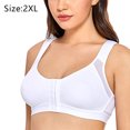thumbnail image 2 of Sujetador deportivo Gather con cobertura total, cierre frontal, sin aros, soporte de espalda y postura para mujer - Blanco, 2 of 6
