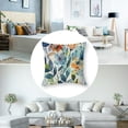 thumbnail image 5 of BANET Brown Cream Grey Teal Watercolor Flower Pillow Cases Rustic Abstract Throw Pillows Set of 2 Farmhouse Home Decor for Room Bedroom Bed Outdoor 18x18in, 5 of 7