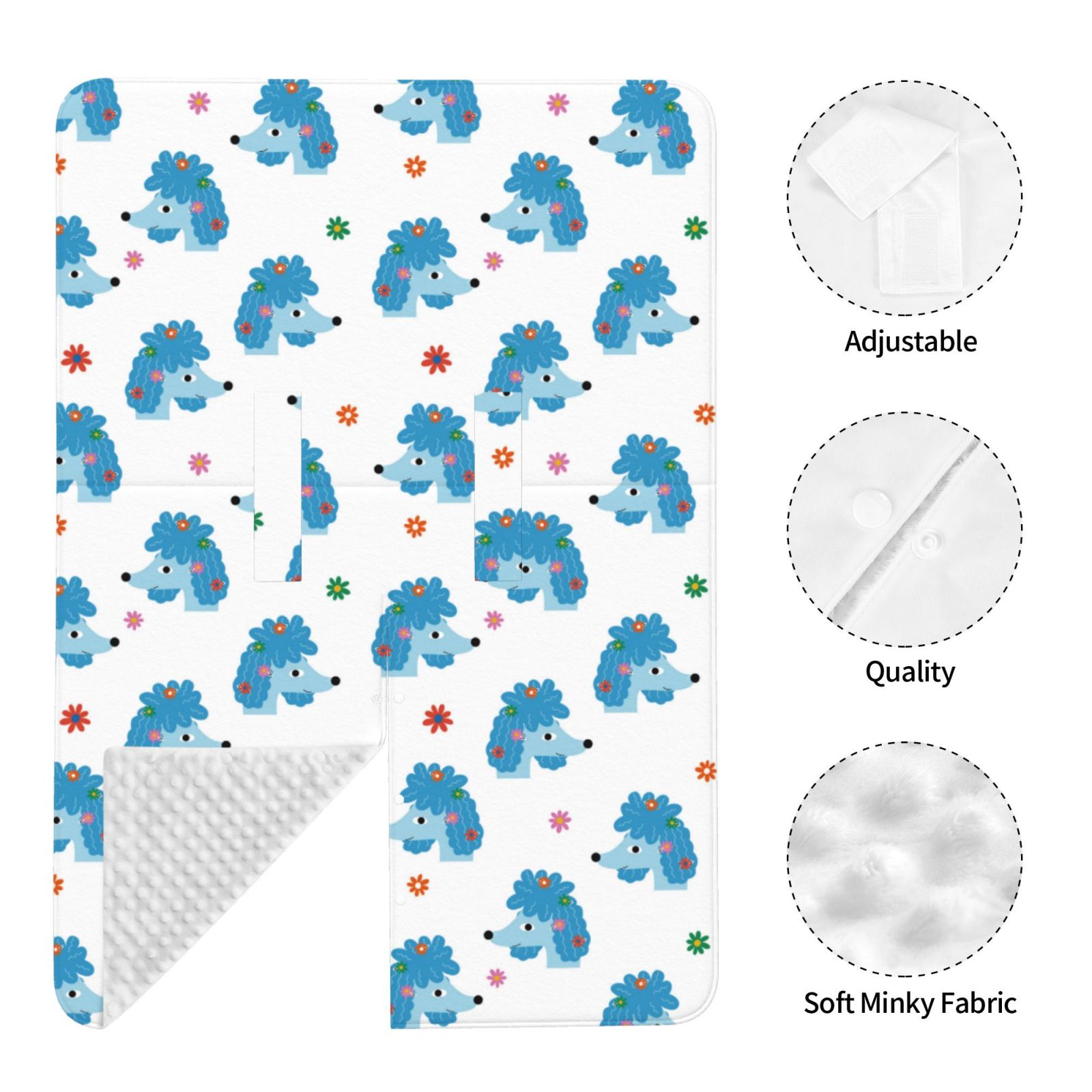 Car Seat Cover Baby - Blue Cute Poodle Dog Flower Breathable Infant Car Seat Cover for Baby Carseat, Lightweight Comfort Baby Essentials Must Haves Newborn Stuff for Girl Boy