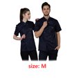 thumbnail image 3 of Algodón chef uniforme de manga corta camisas para hombres chaqueta de chef delantal botones Sweat Bands for Grill Restaurant Bar Shop Cafes Blue M seitruly HA012099-11, 3 of 7
