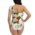 thumbnail image 5 of Easygdp Vintage Bike Flower Butterfly Women's One Shoulder Ruffle Monokini Bathing Suits with Removable Chest Pad, Quick Drying - XX-Large, 5 of 8