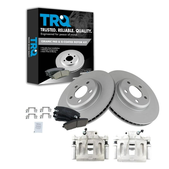 TRQ Front Brake Calipers Ceramic Pads & Rotors Fits Select 2005-2011 300 Charger Magnum