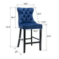 thumbnail image 4 of Velvet Bar Stools Set of 2, Upholstered Counter Height Bar Chair with Rivet and Button Trim, Bar Stool with Back and Footrest, for Dining Room, Kitchen, Pub, Blue, 4 of 7