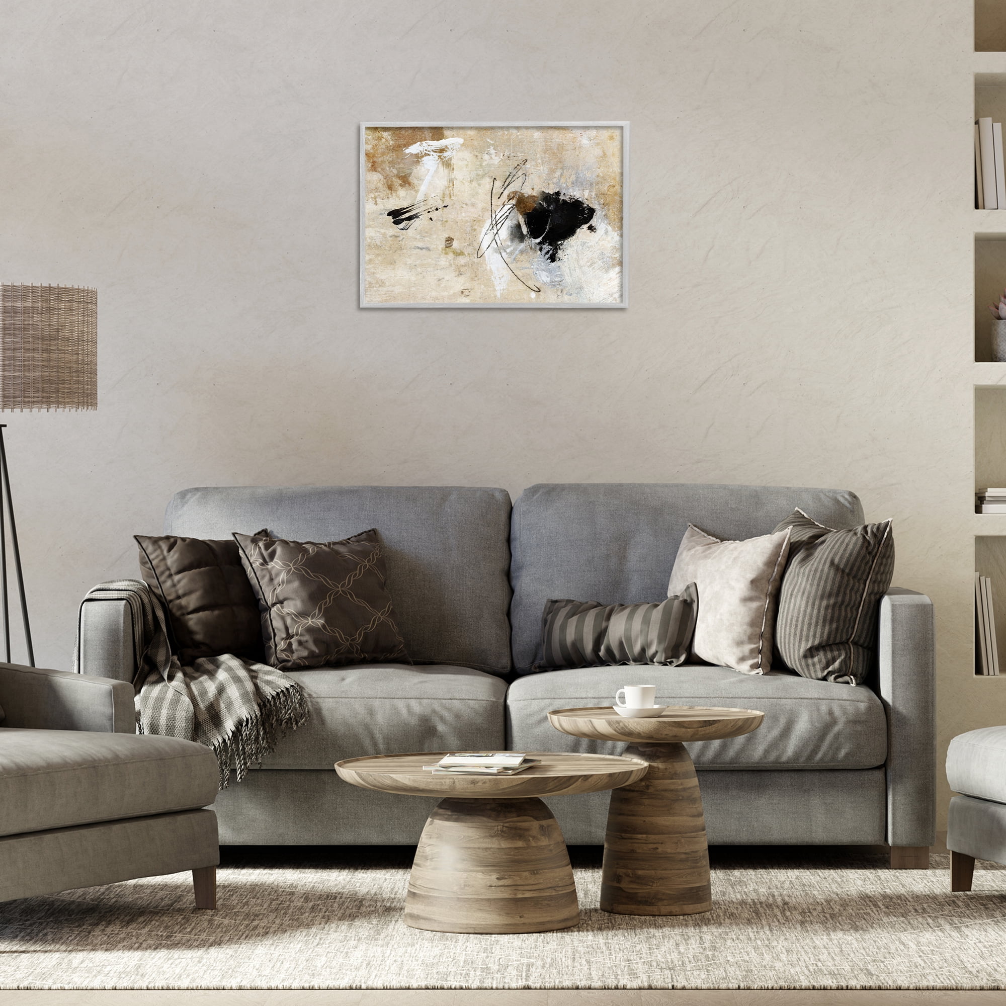 Stupell Industries Rustic Scribble Abstraction Abstract Painting Gray Framed Art Print Wall Art, 24 x 16