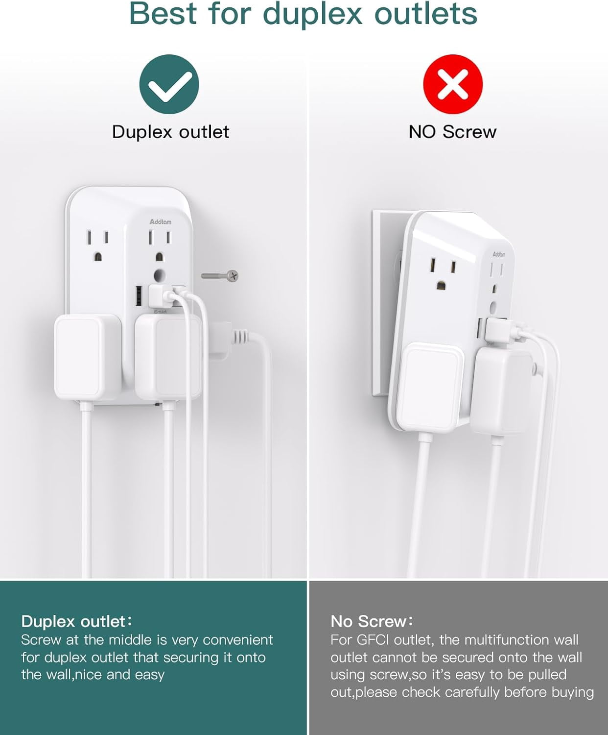 Sur Protector Outlet Extender, 6 Outlet Splitter with Night Light and 4 USB Wall Charr(2 USB-C Ports), Multi Plug Wall Outlet Power Strip for Home Office Dorm Room Essentials