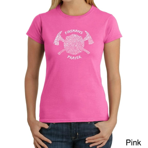 LA Pop Art Women's Word Art T-Shirt - FIREMAN'S PRAYER