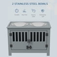 thumbnail image 6 of Dog Bed PawHut Large Elevated Dog Bowls with Storage Cabinet Containing Large 37L Capacity, Raised Dog Bowl Stand Pet Food Bowl Dog Feeding Station, Gray,Large Dog Bed, 6 of 10