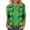 #093-Green, variant on St. Patrick's Day 3/4 Sleeve Blouse - Ladies' 3/4 Sleeve Printed Round Neck Top for Irish Dance Festivals, Celtic-Themed Celebrations, Folk Style Festival Wear & Clover Embellished Apparel