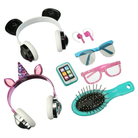 My Life As Doll 5 Pack Accessory Bundle, Includes Panada Headphones, Unicorn Headphones, Play Cell Phone/Ear Buds/Case, 2 Pair of Glasses and Hair Brush for 18" Dolls, 5 Pieces