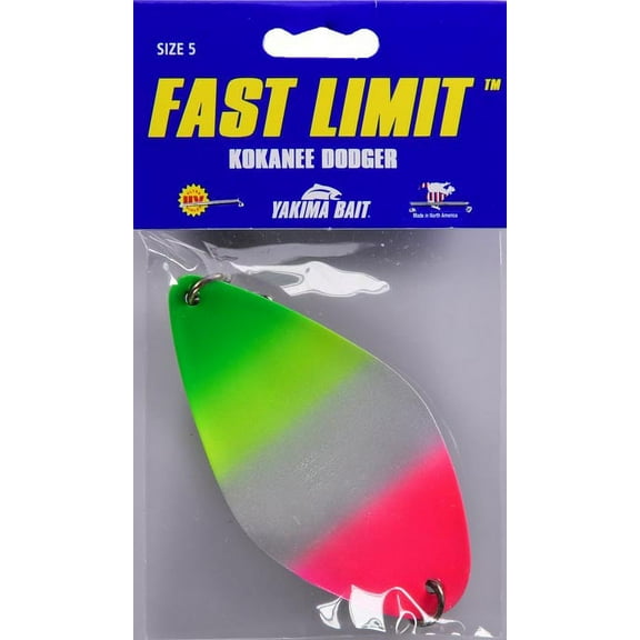 Yakima Bait Worden's Fast Limit 5" Kokanee Dodger Fishing Lure, Rainbow Green, 3850 RBOG