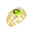 thumbnail image 3 of RYLOS Men's Rings 14K Yellow Gold Cabochone Gemstone & Diamond Designer Peridot Rings For Men Size 9, 3 of 7