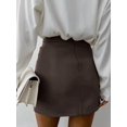 thumbnail image 5 of Women's High Waist Cute Bodycon Wrap Short Asymmetrical Hem Mini Pockets Skirt Brown M, 5 of 7