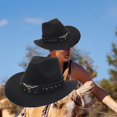 thumbnail image 6 of segolike Western Cowboy Hat Sun Hat Comfortable Women Men Cowgirl Hat Sun Protection for Fishing Holiday Costume Camping Black, 6 of 8