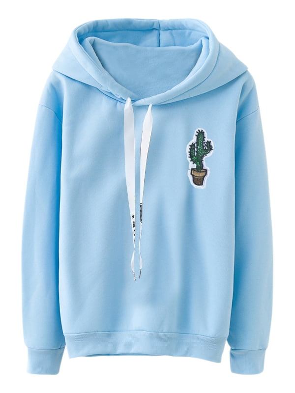 Clearance Women Autumn Winter Cat Embroidery Hoodie Pullover Hooded Sweatshirt
