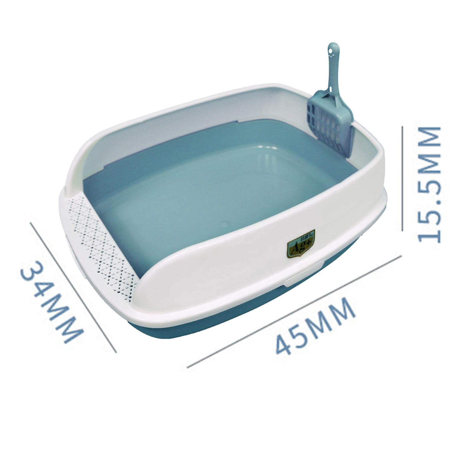 High Sided Cat Litter Box Kitten Potty Pan Portable Durable Pet Litter Tray Blue