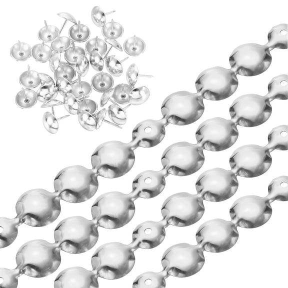 Upholstery Nailhead Trim, 3 Meters Glossy Upholstery Tacks Strips, Decorative Nail Trims with Nails for Sofa Headboard, Chair DIY Furniture Accessory (16mm Silver)