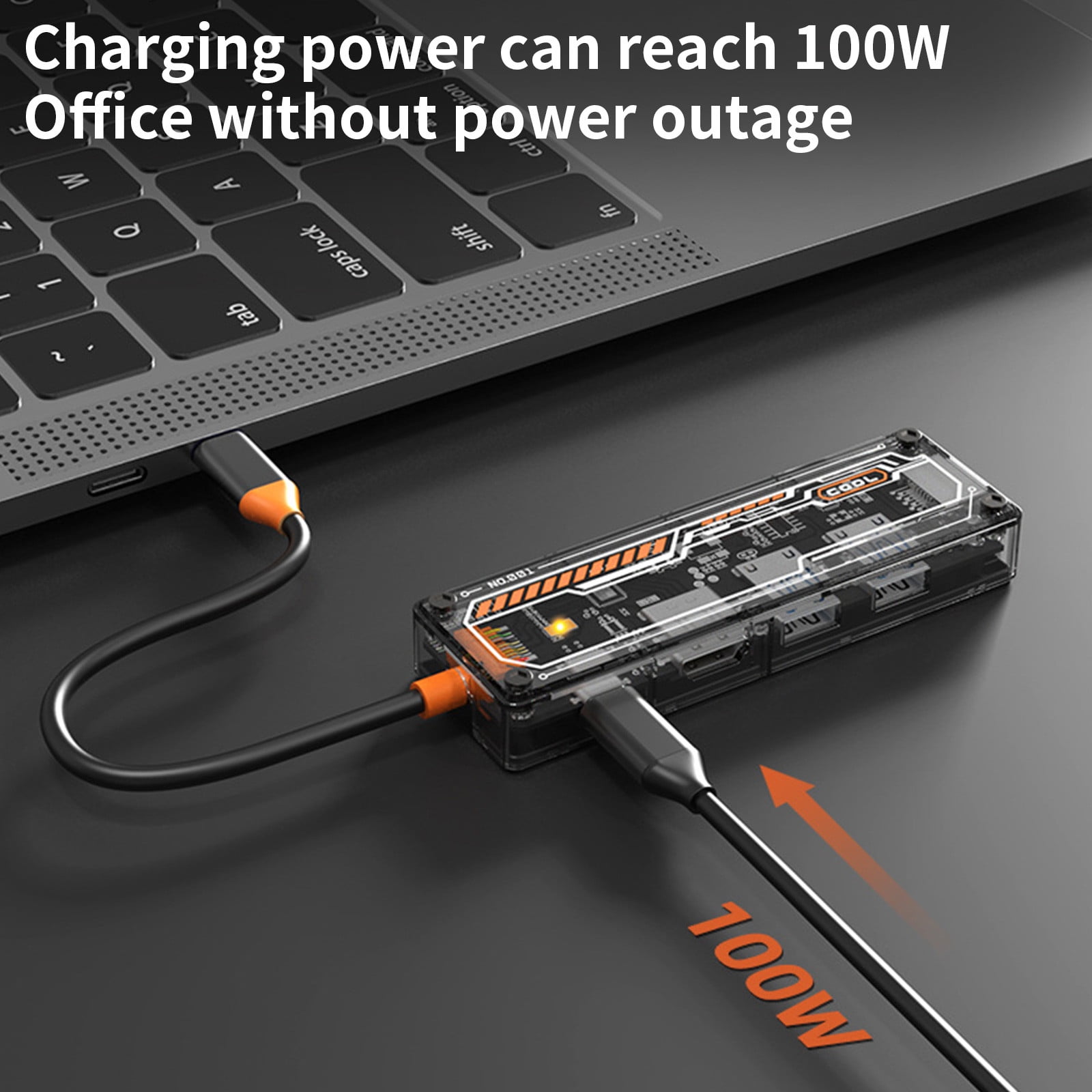 4 Port USB C Hub,5-in-1 Usb C Hub Multiport Adapter, 5Gbps High-Speed Data Transmission Speed, 100W Fast Charge &100Mbps RJ45, Compatible with Computers, Mobile Phones and Tablets
