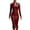 Red, variant on Elara Women's Artificial Leather Long Skirt Long Sleeved V-Neck Fashionable Long Skirt Leather Jacket Dress Hugging Skirt