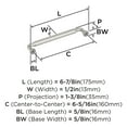 thumbnail image 4 of Amerock Coble 6-5/16 inch (160mm) Center-to-Center Satin Nickel Cabinet Pull, 4 of 5