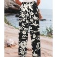 thumbnail image 6 of Women'S Pants Casual Button Up High Waisted Wide Leg Trousers Black Flower L, 6 of 7