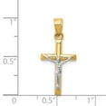 thumbnail image 3 of Real 14kt Two-tone Hollow Crucifix Charm Pendant; for Adults and Teens; for Women and Men, 3 of 4