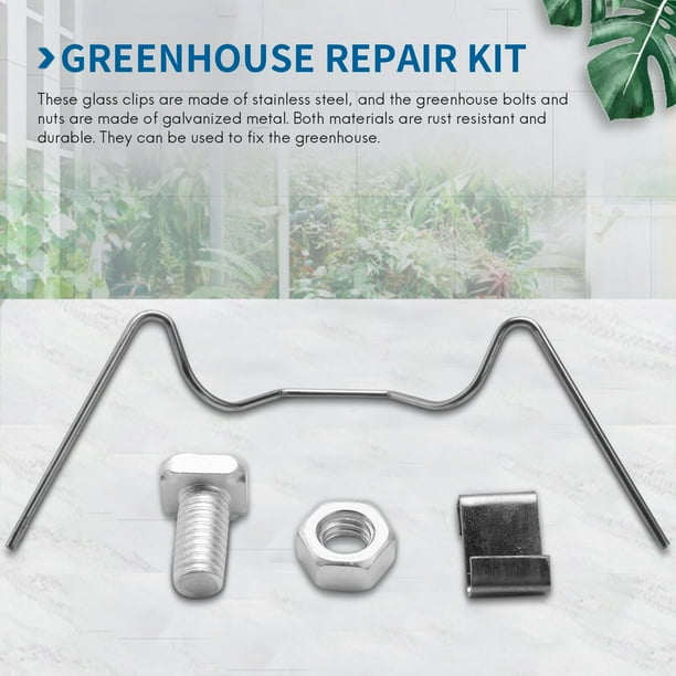 200Pcs Greenhouse Repair Kit, Include Glazing W Wire Clip,Z Overlap