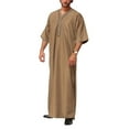 thumbnail image 2 of ANINEO Mens Casual Loose Arab Dubai Robe Middle Sleeve Button Shirt Solid Color Classic Male Dailywear, 2 of 5