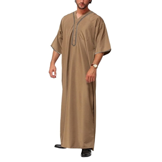 Chemise Habillée pour Homme pour Usage Quotidien Chic Décontracté en Arabe Moderne Manches Mi-Longues Bouton devant Ajustée
