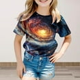 thumbnail image 2 of Toddler Baby Girls Boys Short Sleeve Shirts 3D Galaxy Print Short Sleeve Outfits Clothes Comfortable Loose Children's Clothing,Gold,10-11 Years, 2 of 4