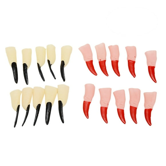 KAKOWELY Juego de 20 uñas postizas de bruja zombi simuladas para Halloween, accesorios para fiestas de disfraces (rojo y negro).