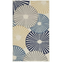 3' X 5' Blue and Beige Geometric Power Loom Area Rug