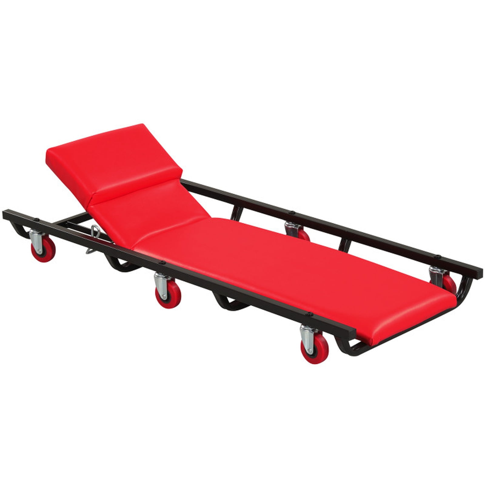 Biotree 40 Inch Rolling Mechanic Creeper Adjustable Backrest Headrest 250 lbs - Red