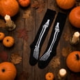 thumbnail image 5 of Wutalume Women's Halloween Over Knee Socks - Black Gothic Skull Pattern Knee-High Stockings for Cosplay Costume Party, Perfect for Halloween Night and Themed Dress-Up,a, 5 of 6