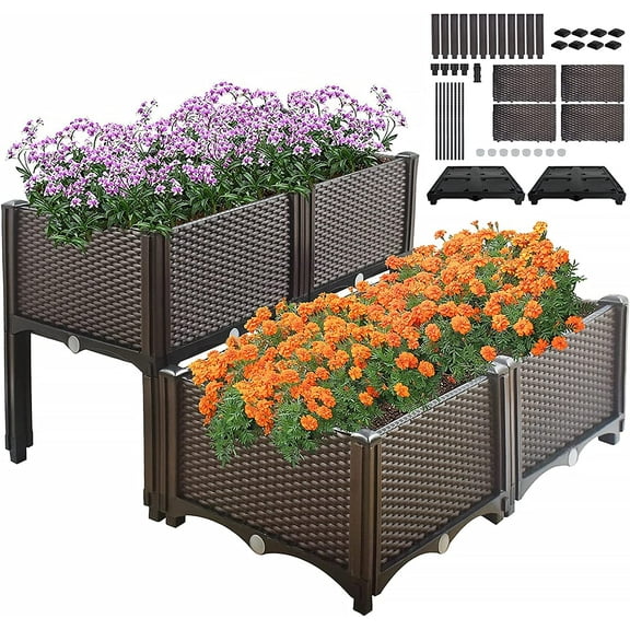 hostic NEW 4x Raised Garden Bed Elevated Flower Vegetable Grow Planter Care Box US