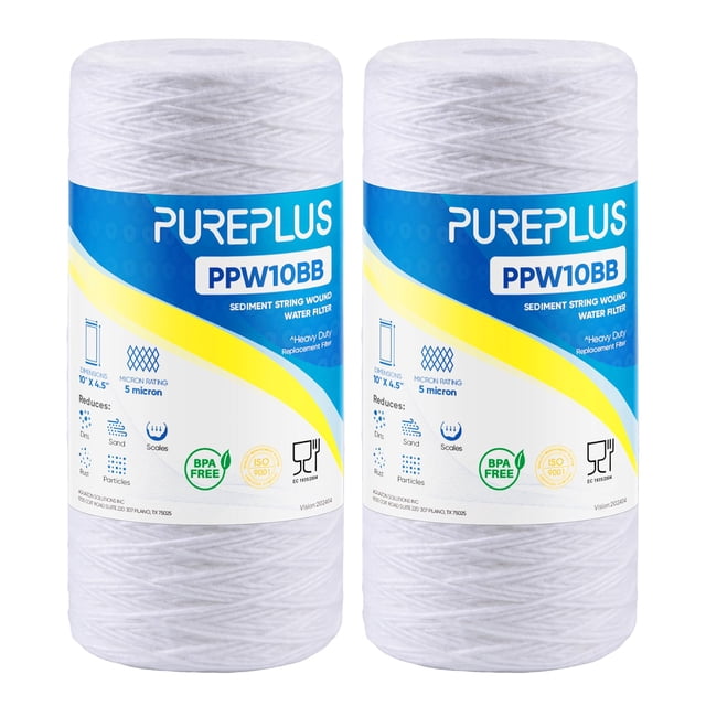 Cartucho de filtro de agua PUREPLUS de 5 micras, 4,5 x 10, paquete de 2