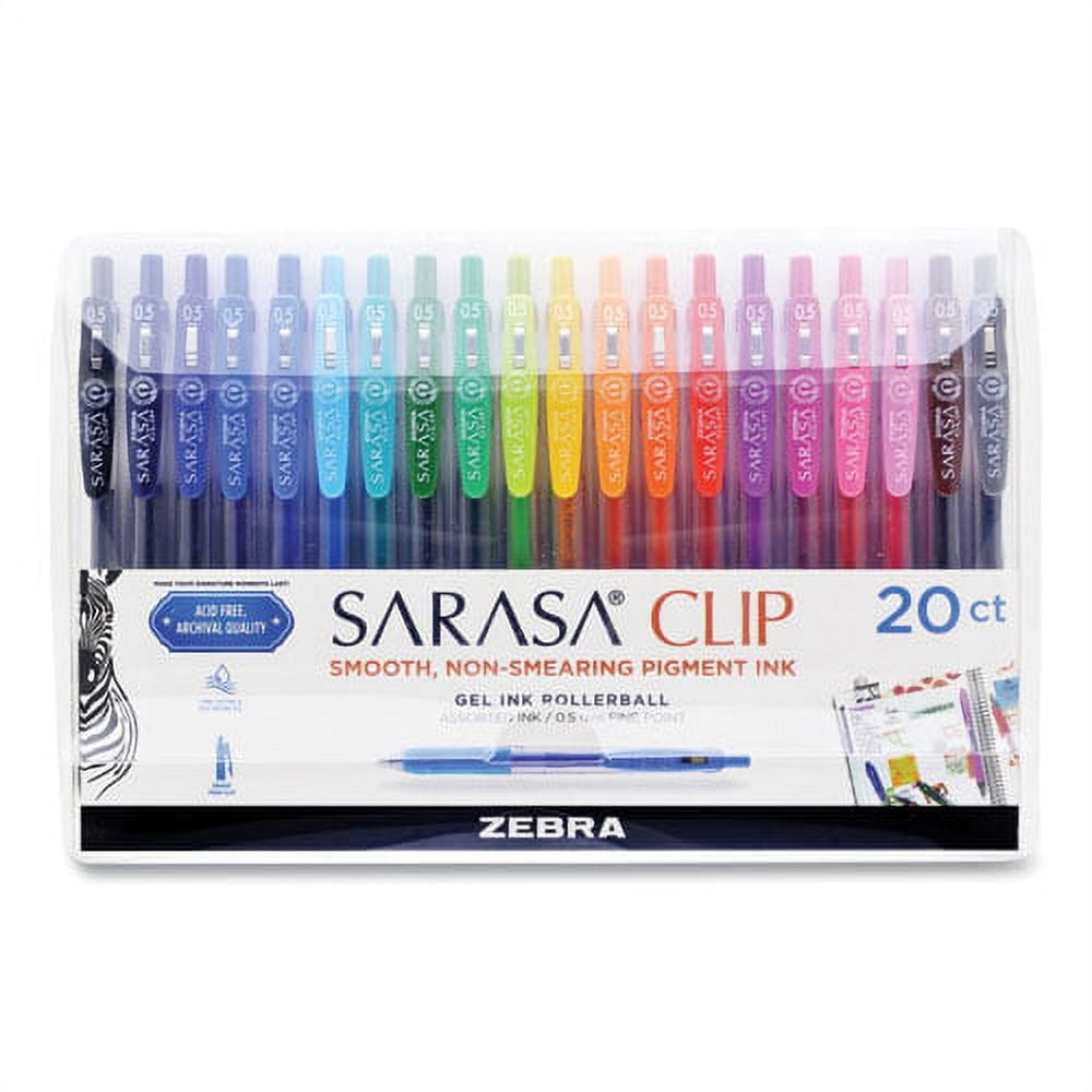 Sarasa Clip Gel Pen, Retractable, Fine 0.5 Mm, Assorted Ink And Barrel Colors, 20/pack | Bundle of 5