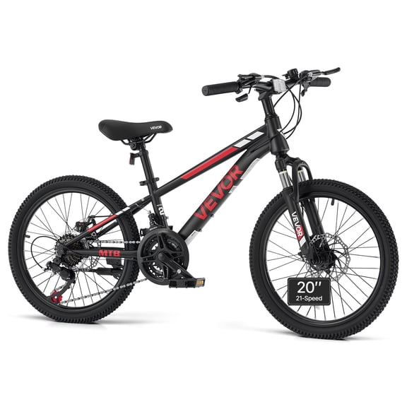 VEVOR Mountain Bike for Men and Women 20 inch Outdoor Bicycle 21 Speeds, Adult Bike, Front Suspension, Adjustable Saddle, All-Terrain Tires, High Carbon Steel Frame, Dual Disc Brake, Pre-Assembled