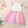 thumbnail image 6 of Little Girls Cute Tulle Dresses Sequins Ruffle Sleeveless Crewneck Toddlers Kids Color-Block Going-Out Vacation Mini Dress 1-6Y, 6 of 8