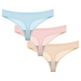 thumbnail image 2 of Bovxnpu Women's Plus Size Panties, Seamless Thongs For Women No Show Ladies Thong, 3PC Women's Summer Seamless Breathable Thong Low Waisted Underwear Underwear, 2 of 3
