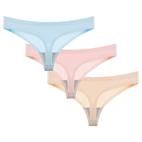 Ruimatai Women's Summer Seamless Thong Underwear Low Rise Breathable Soft Comfortable Lace Panties for Daily Wear,Single or 3-Pack