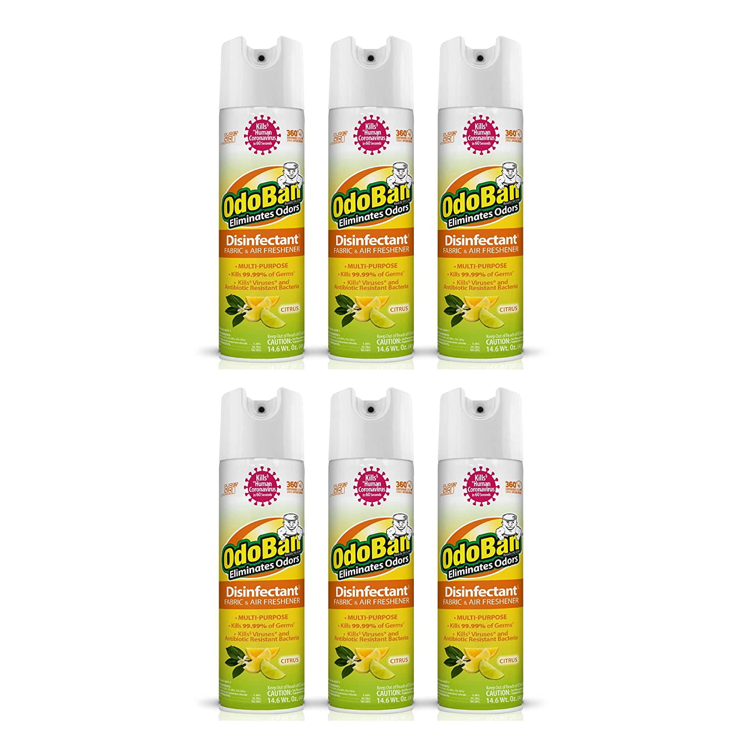 OdoBan ReadytoUse Spray, Citrus Scent, 14.6 Ounce, 6 Pack