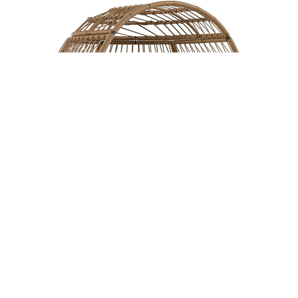 Silla Huevito Giratoria 360° Exteriore Sobredimensionada, Estructura de Acero con Rattan y 4 Cojines, Silla Giratoria para Patio o Porche