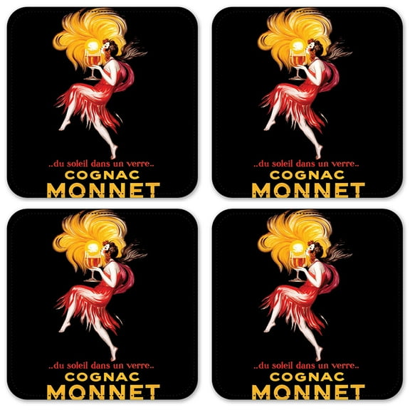 Vinyl Drink Coasters - Set of 4 - Cognac Monnet