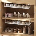 thumbnail image 1 of Telescopic Shoe Rack Layered Partition Frame of Shoe Cabinet Home Finishing Storage Rack Portable Space-Saving White,1 * Shoe rack,White, 1 of 8