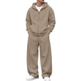 thumbnail image 2 of UDAUDU Men 2 Piece Tracksuit Full Zip Hoodie Loose Fit Oversized Zip‑Front Hooded Jacket with Wide‑Leg Sweatpants, Soft Fleece Fall Winter Casual Outfit XL, 2 of 6