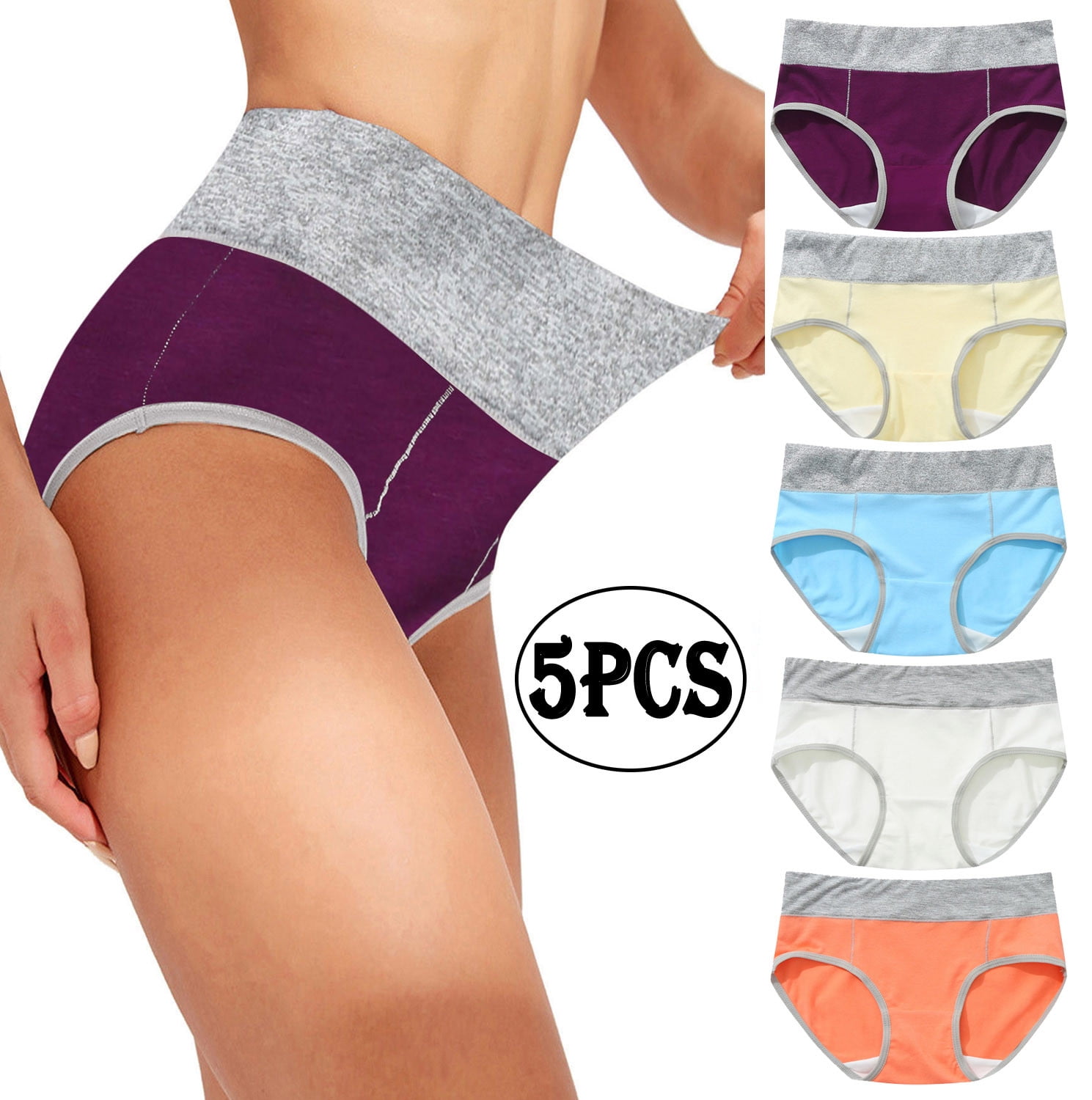 Bigersell No Line Panties for Women Seamless 5 Pack Patchwork Cotton Brief  Underwear Multi-Pack Plus Size No Lines Panties Ladies No Show Full  Coverage Underpants C-Multicolor 3XL 