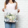 thumbnail image 2 of Blue Pumpkin Fall Pillow Covers 20x20 Inch Decorative Throw Pillow Cover, Green Thanksgiving Botanical Leaves Sofa Pillowcases Accent Cushion Case Home Decor Bedroom Living Room, 2 of 6